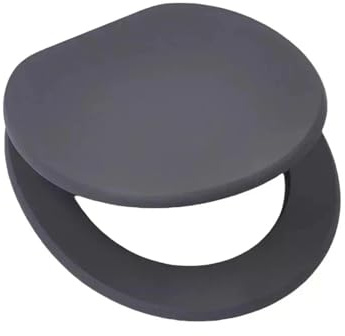 18 Universal MDF WC Toilet Seat – Easy Fit with Strong Zinc Alloy Hinges, Smooth Wipe Surface – Fits All Water Closets (Grey)