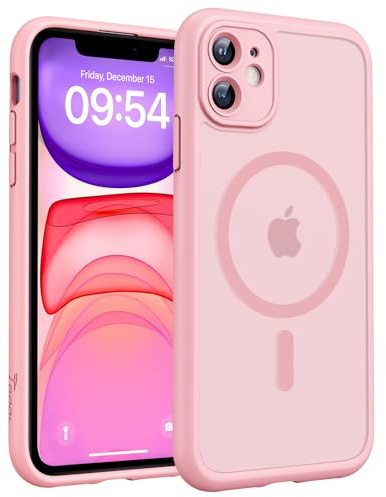 TOCOL für iPhone 11 Hülle, Kompatibel mit MagSafe, Hellrosa | Vollständiger Kameraschutz Handyhülle, Eingebauter Magnetring Case, Militärschutz Stoßfest Kratzfest Haltbarkeit Phone Cover