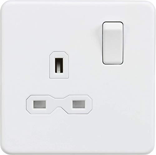 Knightsbridge SFR7000MW Screwless Screw Less 13A 1G DP Switched Socket, Matt White