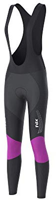 FDX Thermodream - Salopette da Ciclismo da Donna, Termiche Imbottite Nero/Viola. L
