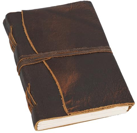 Gusti Buch Leder-Rosie Liniert Notizbuch Tagebuch Rezeptbuch DIN A5 Braun Leder