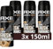 Axe Axe Body Spray Collision Leather & Cookies without Aluminium Salts 3 x 150 ml