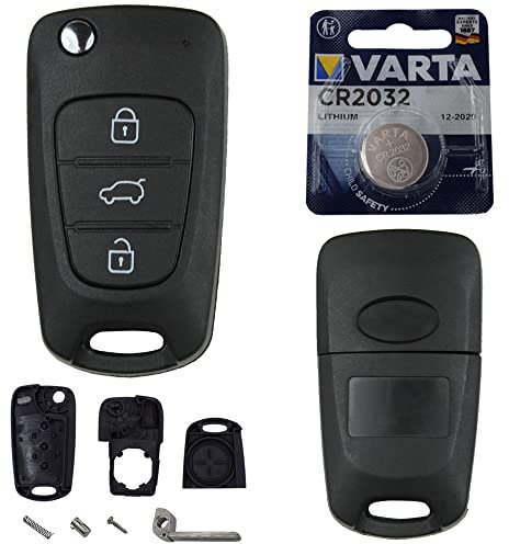 Autoschlüssel Funk Fernbedienung Austausch Gehäuse mit 3 Tasten + Rohling + Batterie kompatibel für KIA Rio III Ceed I Sportage III Sorento II Soul I