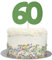 Large Number 60 Glitter Cake Topper (Green Glitter)