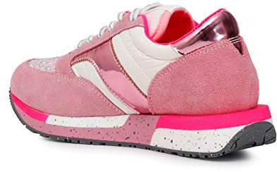 Sneakers fluo in pelle scamosciata e tessuto Rosa 380