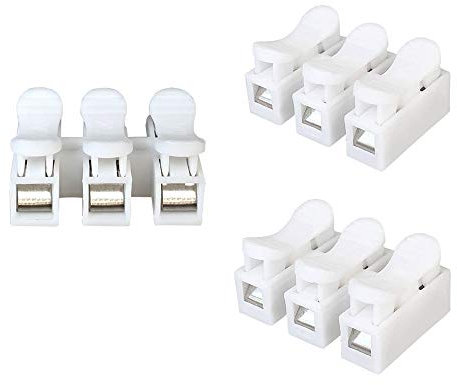 Aiqeer 40 Pezzi CH3 Connettore Molla Rapido, Morsetto a Molla Connettore, Morsettiera Molla Rapido, Collegamento per Cablaggio Elettrico e Alimentazione Illuminazione (Bianco)