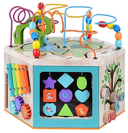 Teamson Kids Kindergarten Vorscule Grundschule Groß 7-in-1-Aktivitätsstation Aus Holz Spielsachen Spielen Lassen Für Kinder PS-T0005