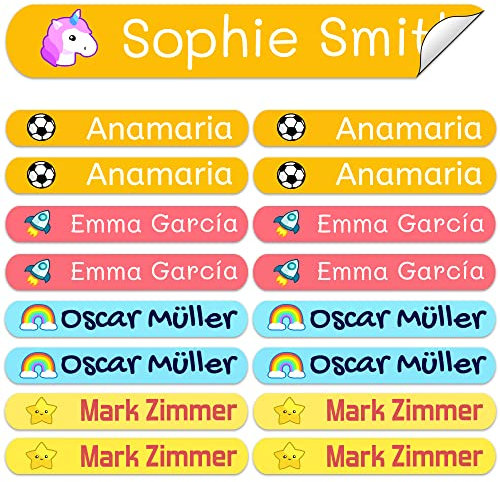 50 Etiketten um Gegenstände zu markieren, 6 x 1 cm. Aufkleber für Bücher und Schulmaterial für Kindergärten und Schulen beschriften (Fruits)