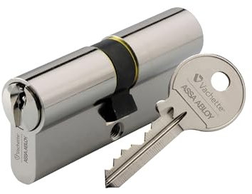 Vachette Cylindre de Serrure Mécanique FIRST pour Porte - Double Entrée 30x35mm - Mécanisme 5 Goupilles Sécurisé - 3 Clés - Installation Facile - Garantie 2 Ans - Finition Nickelée