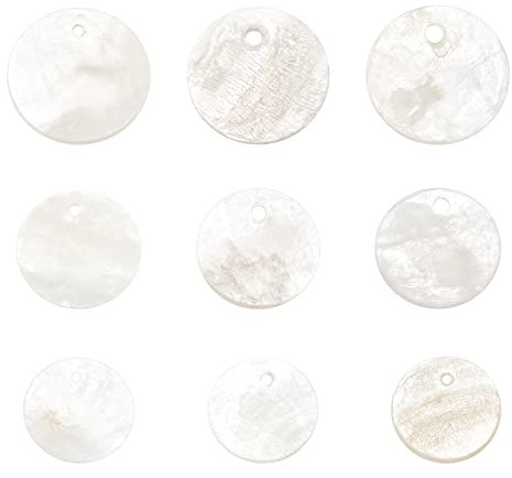 BENECREAT 240 pièces 12/15/20mm Naturel Nacre Coquille Pendentifs Mini Disque Rond Plat Pièce Coquillages Pendentifs pour Colliers à Faire Soi-Même Accessoires de Fabrication de Bijoux