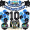 Videospiel Geburtstagsdeko 10 Jahre, Geburtstag 10. Junge Spiel,Gamer Party geburtstag Deko Set, XXL Gaming Controller Folienballons Set mit Banner Cake Topper，für Junge Geburtstag Spielthemen Party