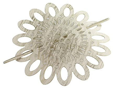 MACOSA HOME U1900377 Raffhalter 2er Pack rund weiß Gold Metall Blume Moderne Vorhanghalter Deko für Gardinen Vorhang-Deko Vorhangzubehör Accessoire