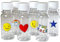 Yumbox Mini Wellness Saftflaschen mit Kappen, 6 Stück, lustige Designs, wiederverwendbar, nachfüllbar, recycelbarer Kunststoff in Lebensmittelqualität, Ingwer-Shots, Smoothie-Flasche, auslaufsichere