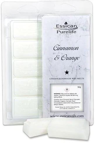 Wax Melt Snap Bar, Perfume Wax Melts Strong Scented, Home Fragrance Strong Wax Melts Scented, Orange & Cinnamon Wax Melts Scent, Highly Scented Wax Melts Perfume Fragrances - (Orange & Cinnamon) 50g