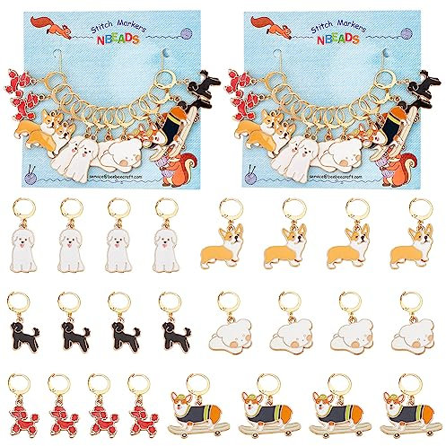 nbeads 24 Stück Hund Stich Marker, Emaille-Legierung Häkeln Charms Removable Locking Für Stricken Weben Nähen Zubehör Quilten Handmade Schmuck