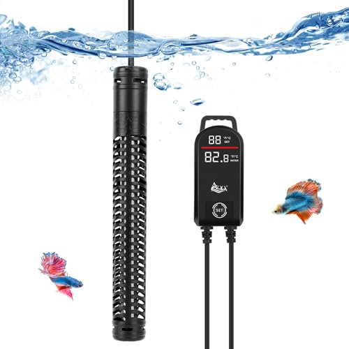 AQQA Aquarium Heizung, 300W/500W/800W/1000W/1200W Tauchheizung für Aquarien mit LED-Digitalanzeige & Übertemperaturschutz, für Salz- und Süßwasser Aquarium Fischbecken