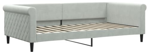 vidaXL Tagesbett, Gästebett 2-in-1, Sofabett Schlafsofa für Schlafzimmer Wohnzimmer, Bettsofa Sofa, Modernes Design, Hellgrau 100x200cm Samt