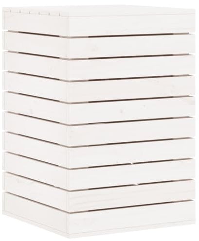 vidaXL Cesto para la Ropa Sucia Madera Maciza Pino Blanco 44x44x66 cm