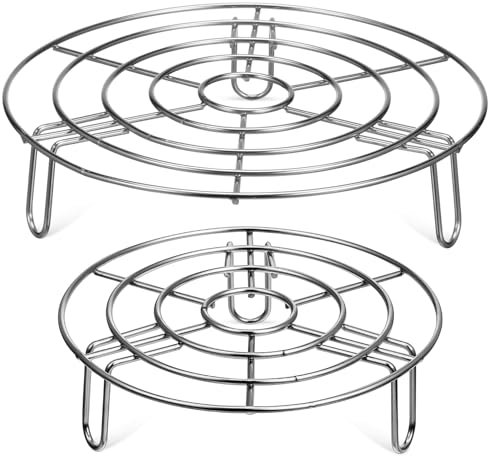 Cabilock 2 Pcs Round Steaming Rack Pot Insert Steam Basket for Pot Air Fryer Accessories Round Steaming Rack