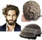 Toupet für Männer, Echthaar-Perücken, Herren-Toupet mit weichen, Periphere PU+feinen Schweizer Spitzenhaareinheiten, 10 mm gewelltes Herren-Perücke-Toupet-Haar,10 x 8 (#4 Hellbraun)