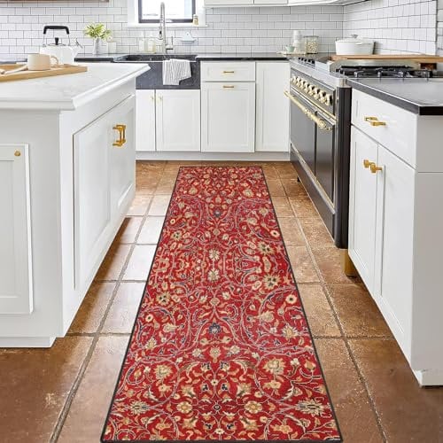 Bribay Läufer, waschbar und rutschfest, 60 x 150 cm, Türkei, orientalischer Flur, Küche, Teppich, Eingangstürmatte, Bodenmatte, Teppich für Schlafzimmer, Badezimmer, Waschküche, Wohnzimmer