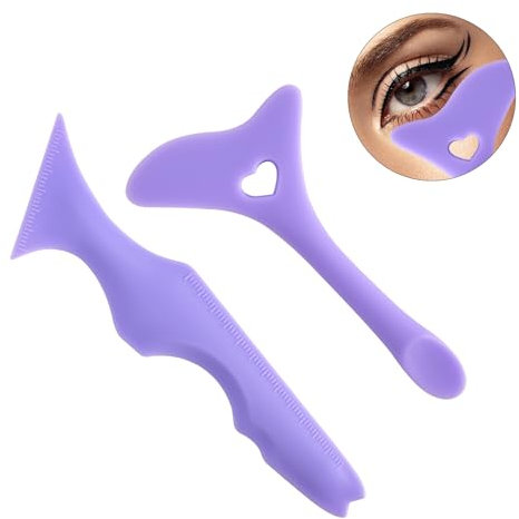 2 Pezzi Eyeliner Stencil, Stencil Eyeliner Occhi per Principianti in Silicone, Riutilizzabile Stencil per Eyeliner Punte per Convenienti Funzioni Multiple per Principianti e Professionisti (Viola)
