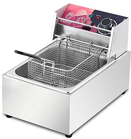 sjdoPulse 10L Electric Deep Fryer with Basket & Lid, Countertop Stainless Steel Kitchen Fat Fryer Frying Machine, with Adjustable Timer, Easy Clean, Powerful 2500 Watts