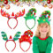 4 Stück Weihnachts Haarreif, Beleuchtete Weihnachten Stirnbänder mit LED, Haarreif Weihnachten, LED Geweih Haarreif Weihnachtself Haarschmuck, Leuchtender Weihnachts Kopfschmuck für Weihnachten