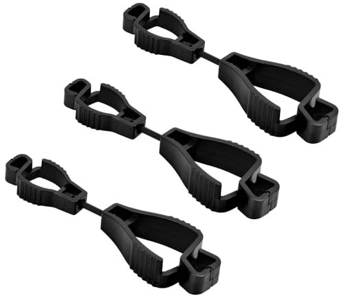 3 Pezzi Porta Guanti Clips, Clip di Supporto,Porta Guanti Cinturone con Moschettone, Multifunzione Clips per Guanti da Lavoro per Operai, Giardinieri, Escursionisti(Nero)