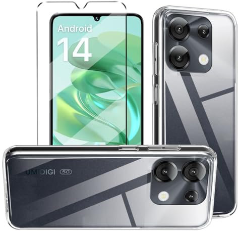 HuiYouMY Funda con Cristal Templado 1Pcs Protectora Capa Compatible with Umidigi G9 5G Antigolpes Fundas Carcasa Compatible with Umidigi G9 5G Silicona Funda de Móvil Cristal antirotura Clear