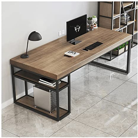 Computertisch, Massivholz-Schreibtisch, natürliches Kiefernholz, Büro-Computertisch, Schreibtisch, 5 cm dick, Schreibtisch, Spieltisch, mit Computer-Hauptrahmen, einfach zu montieren (einfarbig, 120 x
