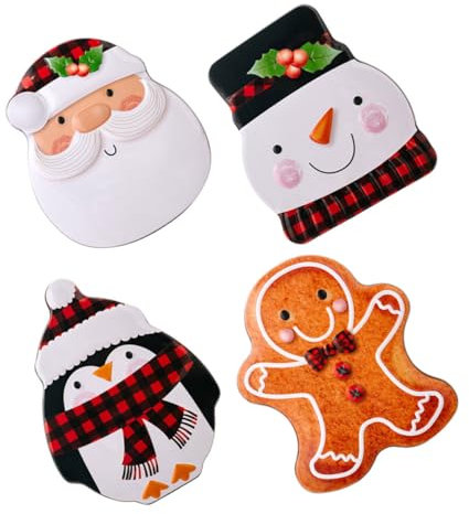 PHENOFICE 4pcs Box Christmas Tin Box Christmas Cookie Tins Biscuits Boxes Cookie Boxes Candy Jar Christmas Chocolates Gingerbread Man Chocolates for Gifting Sugar Case Tinplate