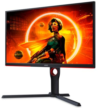 AOC Gaming 25G3ZM/BK - 24.5 240Hz FHD Monitor, 0.5ms MPRT, FreeSync Premium (1920x1080, HDMI 2.0 x 2, DisplayPort 1.2 x 1, Headphone out (3.5mm)) black/red (Renewed)