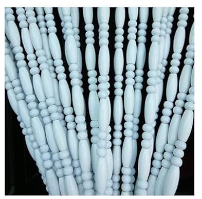 White wooden bead curtain door curtain wood thread curtain hanging curtains room divider door curtains screen entrance distance curtain living room bedroom vintage decoration handmade(21 strands-60x80