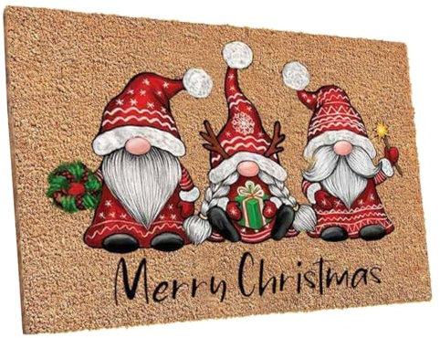 Entrando Fussmatte aus Kokos 40x60 cm - 20 Stillvolle Motiven - für außen, robust, rutschfest - ideal für überdachte Haustür (Merry Christmas)