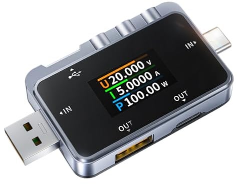 DEWIN USB Tester Messgerät, FNAC-28 USB und USB C Tester Digitales Voltmeter Amperemeter Power Bank Ladegerät Kapazität Messgerät Erkennung