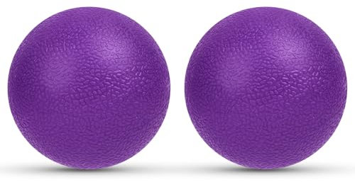 URAQT Bolas de Masaje Miofascial, 2 pcs Lacrosse Ball para Hombre y Mujer, Bolas Masaje, Pelota relajación miofascial, Massage Balls para Rehabilitación para espalda piernas manos, Morado oscuro