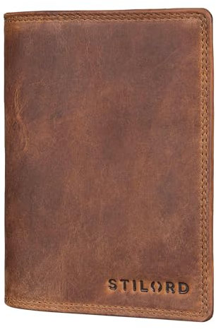 STILORD 'Dima' Porte Carte Cuir Homme et Femme Porte Papier Voiture Multifonction Documents Portefeuilles Passeport Étui pour Cartes de Crédit avec Protection RFID, Couleur:Marron Moyen