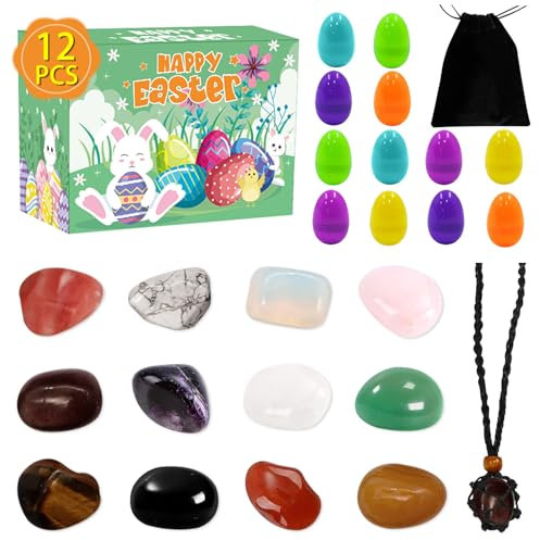 Ostereier mit Edelsteinen Kristall Spielzeug zum Füllen des Osterkörbchens Ostereiersuche Osterparty-Geschenke Spielzeug-Set für Kinder Mädchen Jungen Ostergeschenke für Geologie-Enthusiasten