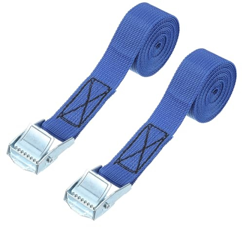 PATIKIL 2 Stück 1 x 5ft Spanngurt mit Schnallen bis zu 551 lbs Blau | Nocken-Spanngurte, Schwerlast-Sicherungsgurte, Verstellbare, für Fracht Kajak Fahrräder