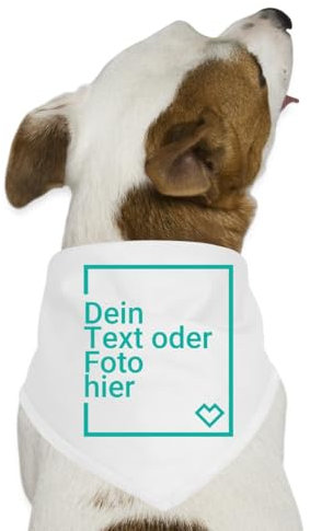 Spreadshirt Hunde Halstuch Selbst Gestalten Mit Foto Oder Text Wunschmotiv | Personalisierbares Hunde-Bandana, One Size, Weiß