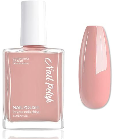 Nude Pink Nail Polish - Glänzend Nagellack Schnelltrocknend - Ungiftiger Nagellack auf Wasserbasis für Frauen - Peel off Nail Polish für Nail Art Regular Nagelack (Nackt Rosa, 15Ml)
