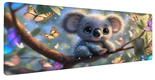 Tappetino Mouse XXL Carino 900x400mm Tappetino Mouse Gaming Koala, Mouse Pad Ufficio Accessori Scrivania, Impermeabile Mousepad con Base in Gomma Antiscivolo Bordi Cuciti Tappeto Scrivania Ufficio D-4