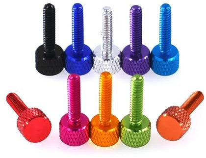 OZDTLP Lot de 5 vis moletées en Alliage d'aluminium UNC 6#-32 5/5,5/6/10/12/16/20 mm, for boîtier d'ordinateur, anodisation DIY(Dark Red,10MM_6-32 UNC)