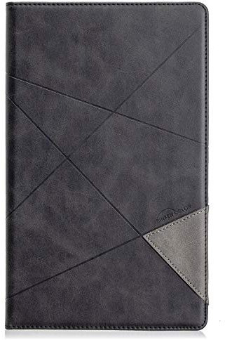 Étui en cuir pour tablette de 10,1 compatible avec la tablette Amazon Fire HD 10, étui à rabat magnétique avec fente pour carte pour homme/femme, fonction veille/réveil automatique (noir)