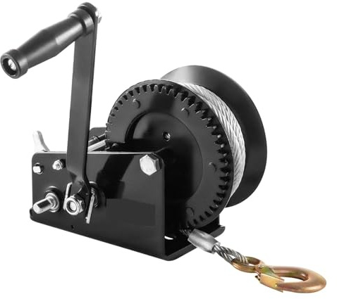 HYQOUKLR treuil Manuel,Heavy Duty Hand, Treuil Manuel à cliquet bidirectionnel à 2 Vitesses, 3500 LB, câble en Acier de 6 mm x 10 m et Crochet Noir