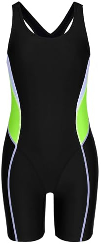 Charmo Gril's Athletic Swimsuit One Piece Colorblock Swimming Costume Black/Yellow 11-12 Year