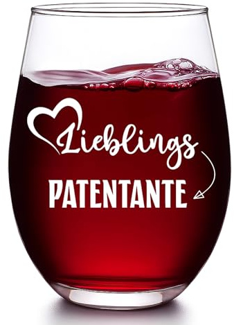 Verdaxis Patentante Geschenk, Weinglas Geschenk für Beste Patentante, Weinglas mit Spruch Geschenke für Patin zum Geburtstag Muttertag Geburtstag Beste Patin