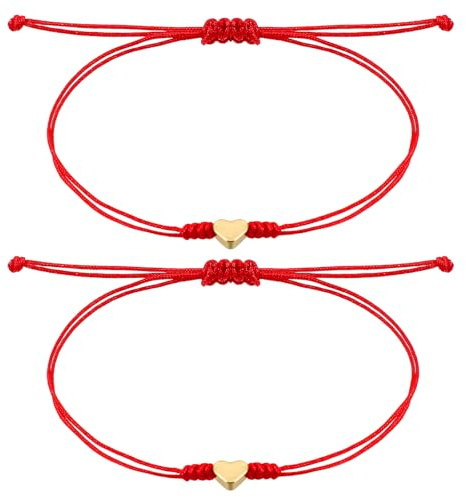 ADLABLD Red String Bracelet for Women, Matching Bracelets for Couples Mommy and Me, Father and Daughter Heart Jewelry for Protection as Christmas Gifts, Couple Best Friend Jewelry Bracelet