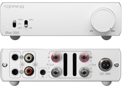 Topping Mini300 Class-D Endstufe, Vollständig symmetrischer Desktop-Stereo-Verstärker, 140W Hi-Fi-Verstärker für Desktop-/Außen-/Regallautsprecher, Weiß